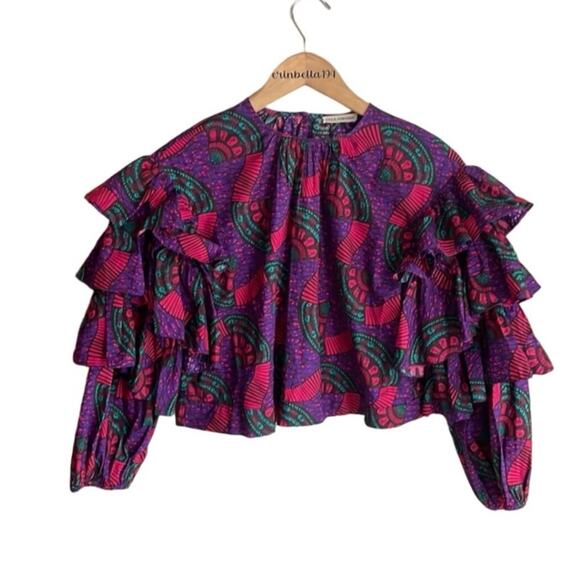 Ulla Johnson Tulia Printed Cotton Top In Purple - Picture 2 of 16